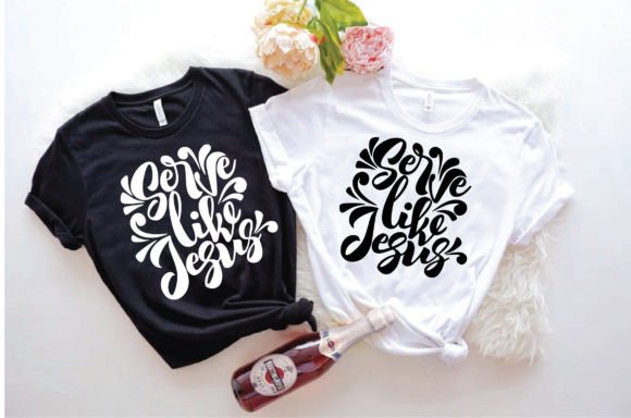 Serve Like Jesus. Typography T Shirt: A Minimalist Christian Design for Everyday Wear